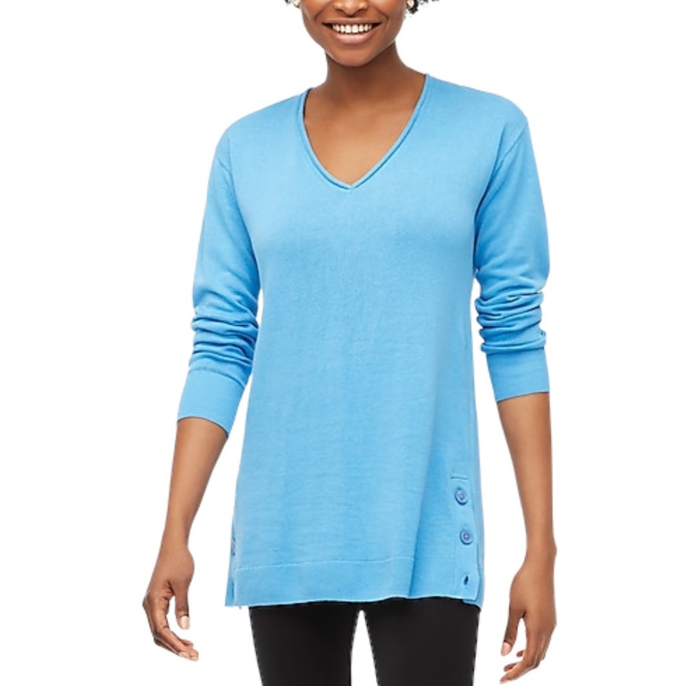 J. CREW Tunic Sweater Linen-blend Button Sides
